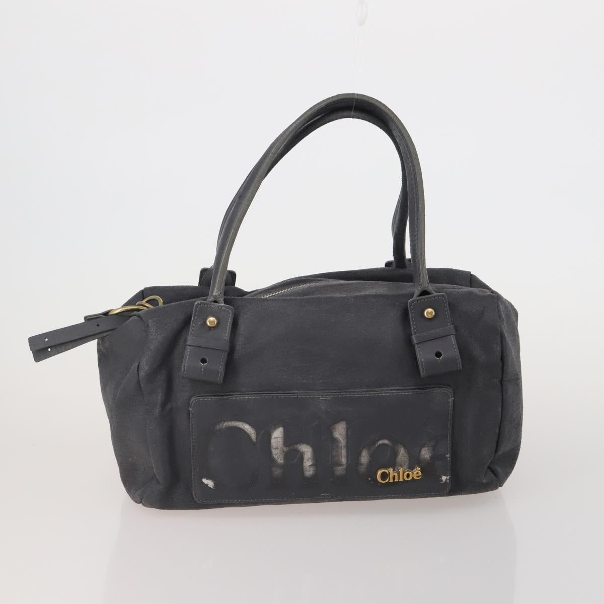 Chloe Hand Bag Leather 2 Set Silver Gray Auth bs36185