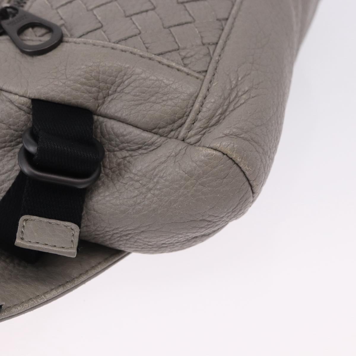 BOTTEGA VENETA INTRECCIATO Waist Bag Leather Gray Auth bs36187