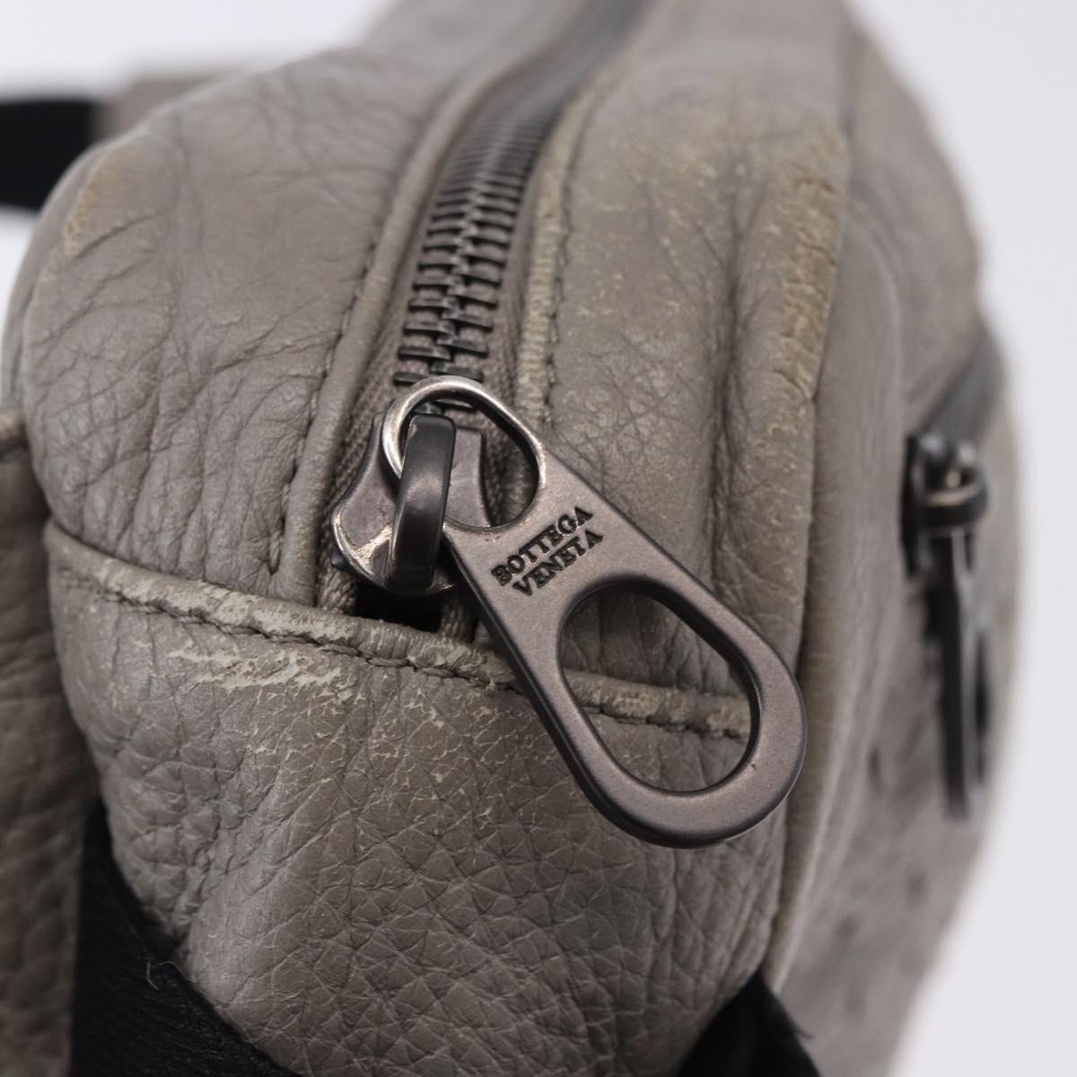 BOTTEGA VENETA INTRECCIATO Waist Bag Leather Gray Auth bs36187