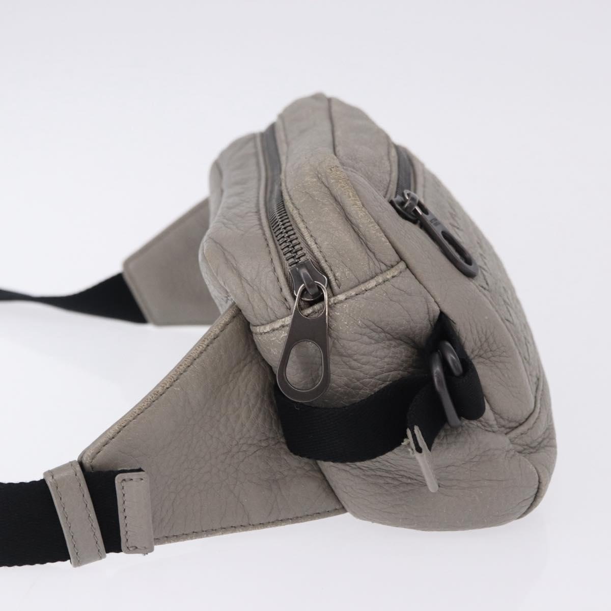 BOTTEGA VENETA INTRECCIATO Waist Bag Leather Gray Auth bs36187