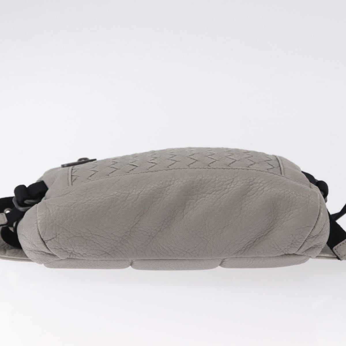 BOTTEGA VENETA INTRECCIATO Waist Bag Leather Gray Auth bs36187