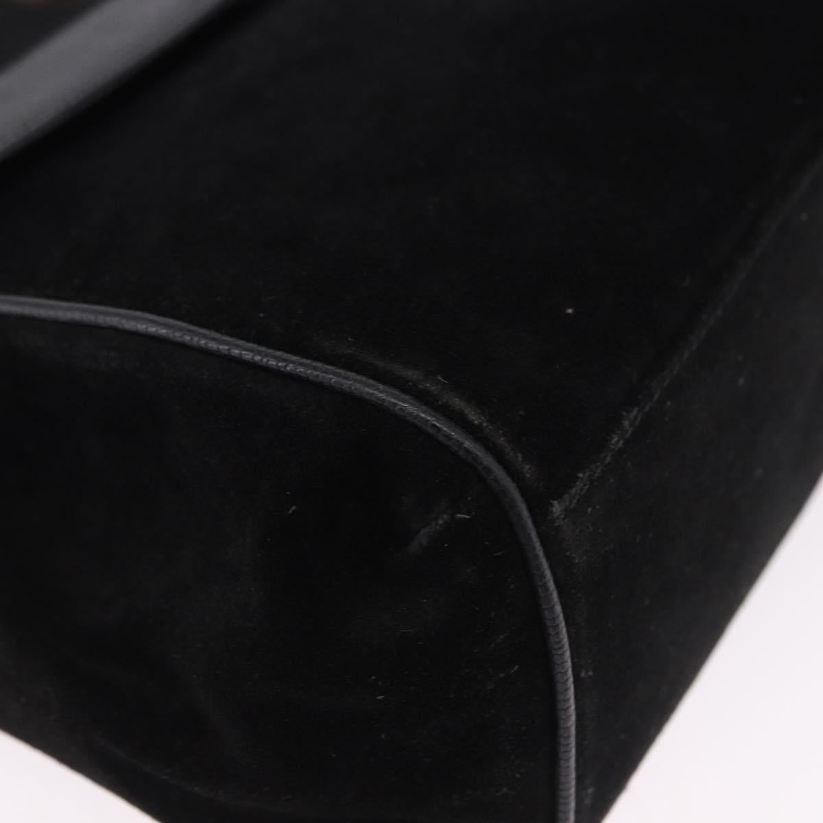CELINE Hand Bag Suede Leather 2way Black Gold Auth bs36188