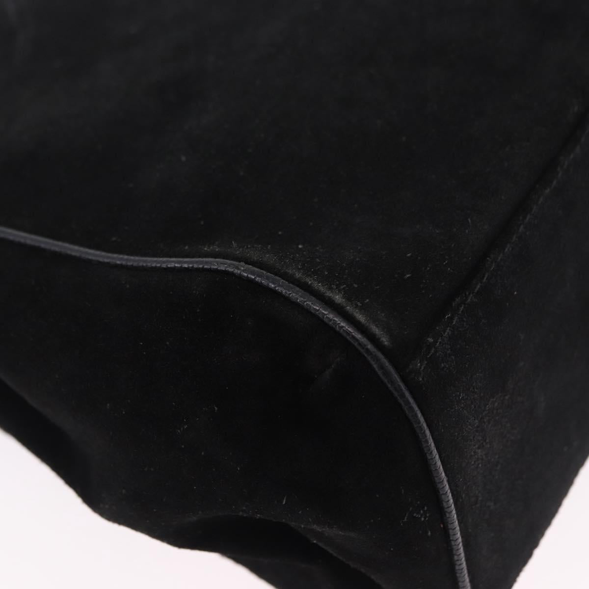 CELINE Hand Bag Suede Leather 2way Black Gold Auth bs36188