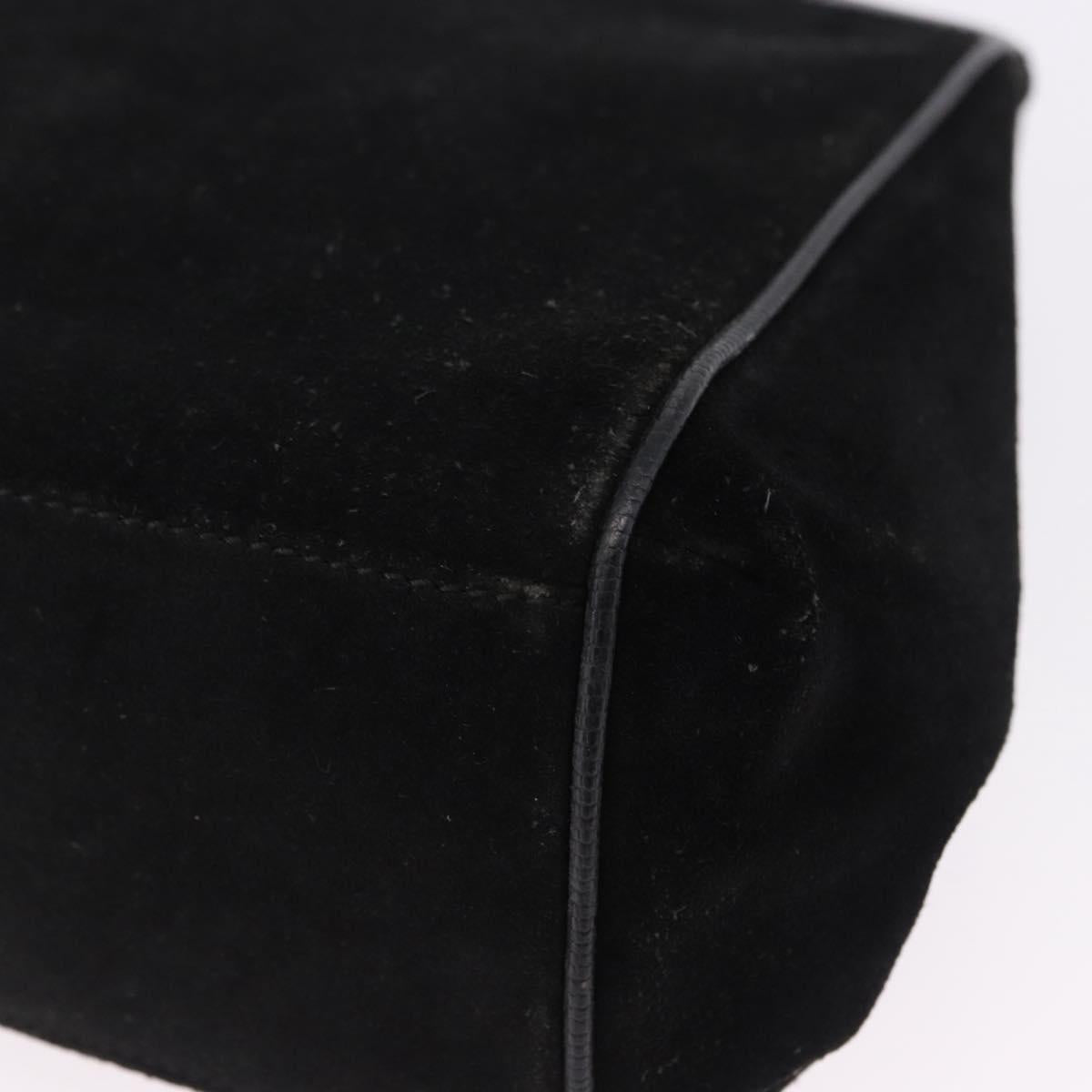 CELINE Hand Bag Suede Leather 2way Black Gold Auth bs36188