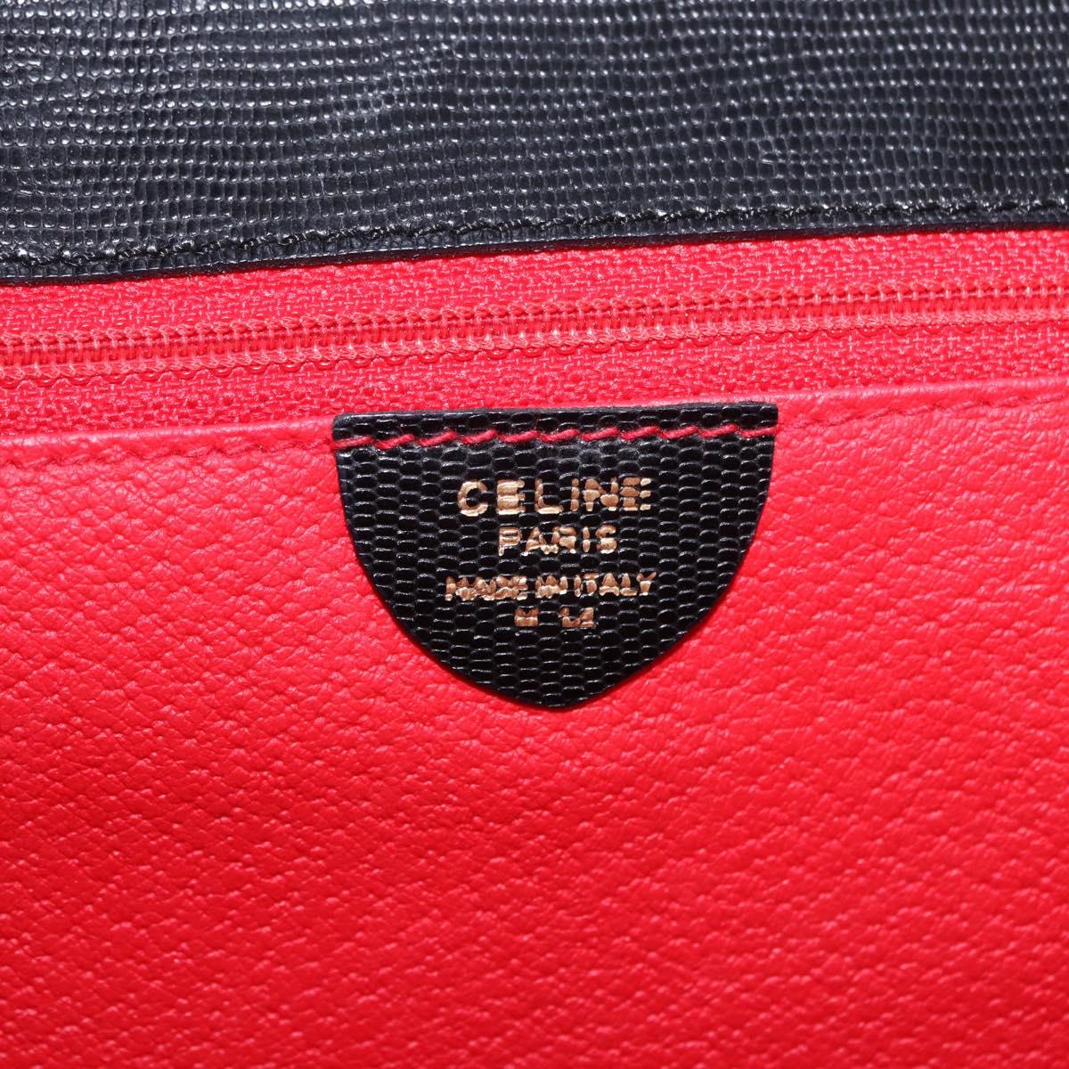 CELINE Hand Bag Suede Leather 2way Black Gold Auth bs36188