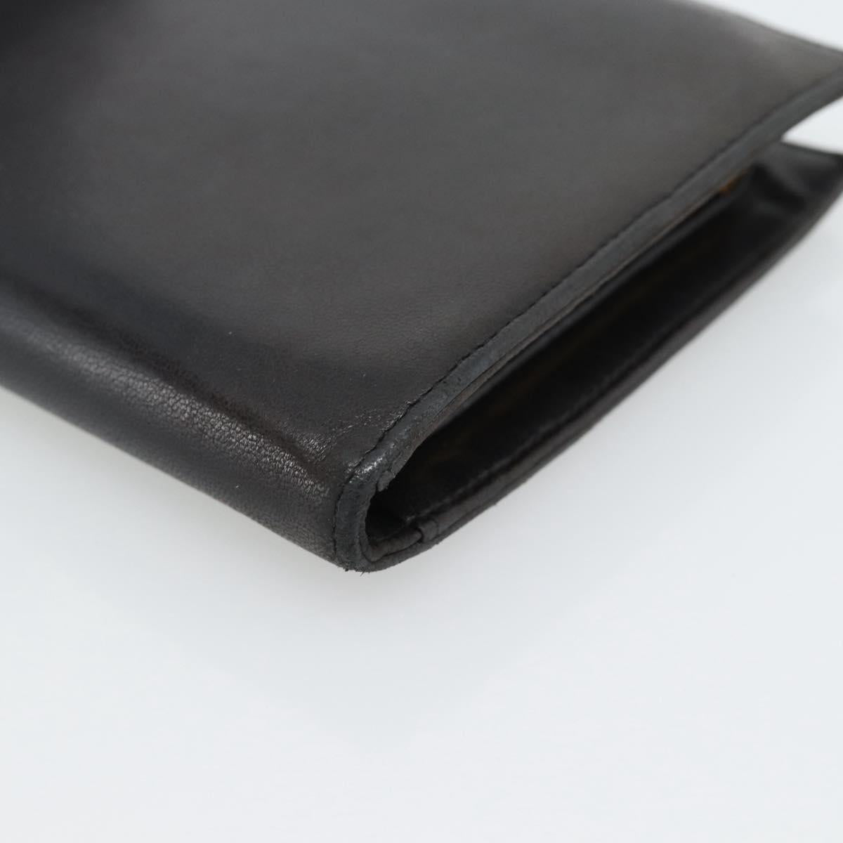 CHANEL COCO Mark Long Wallet Leather Black CC Auth bs36189