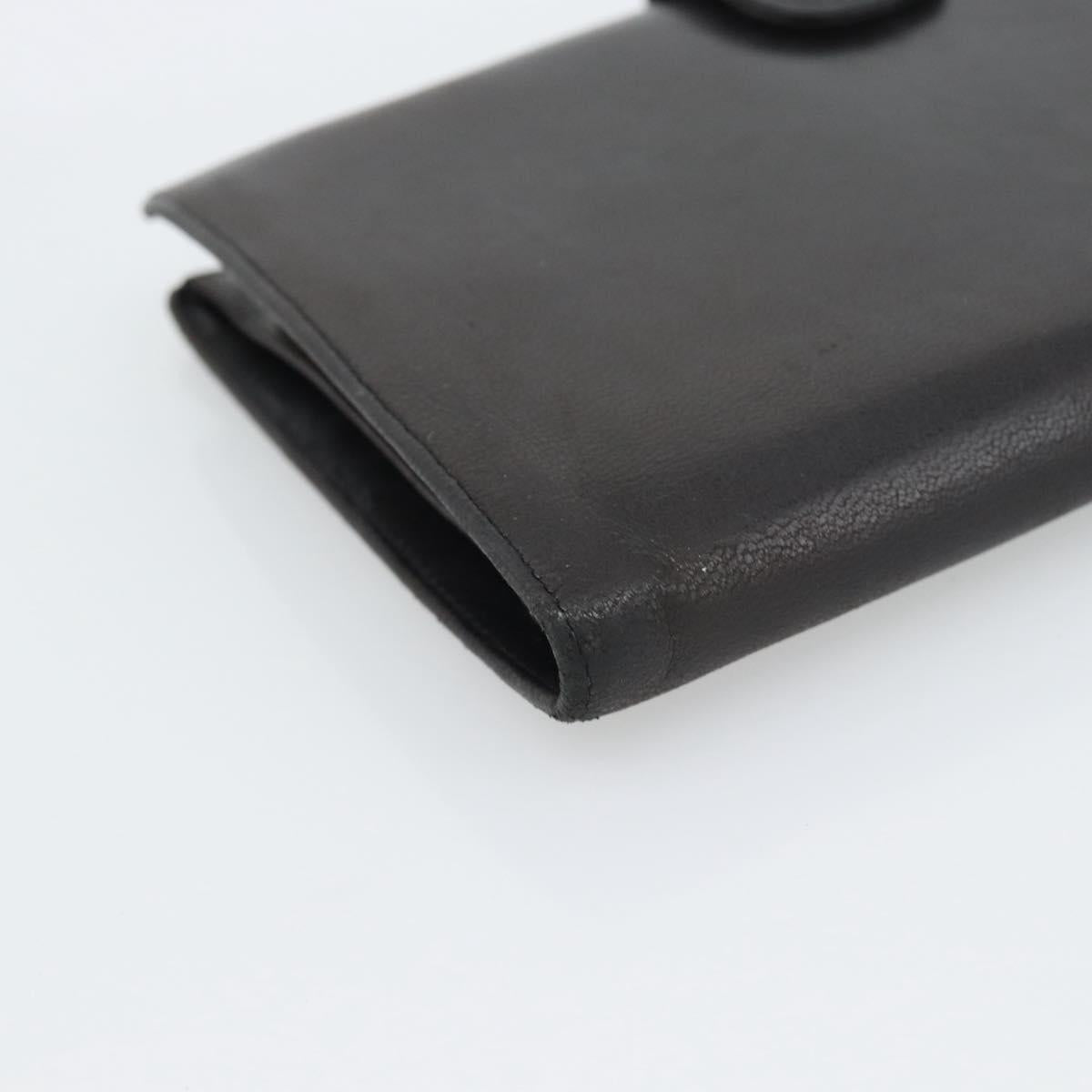 CHANEL COCO Mark Long Wallet Leather Black CC Auth bs36189