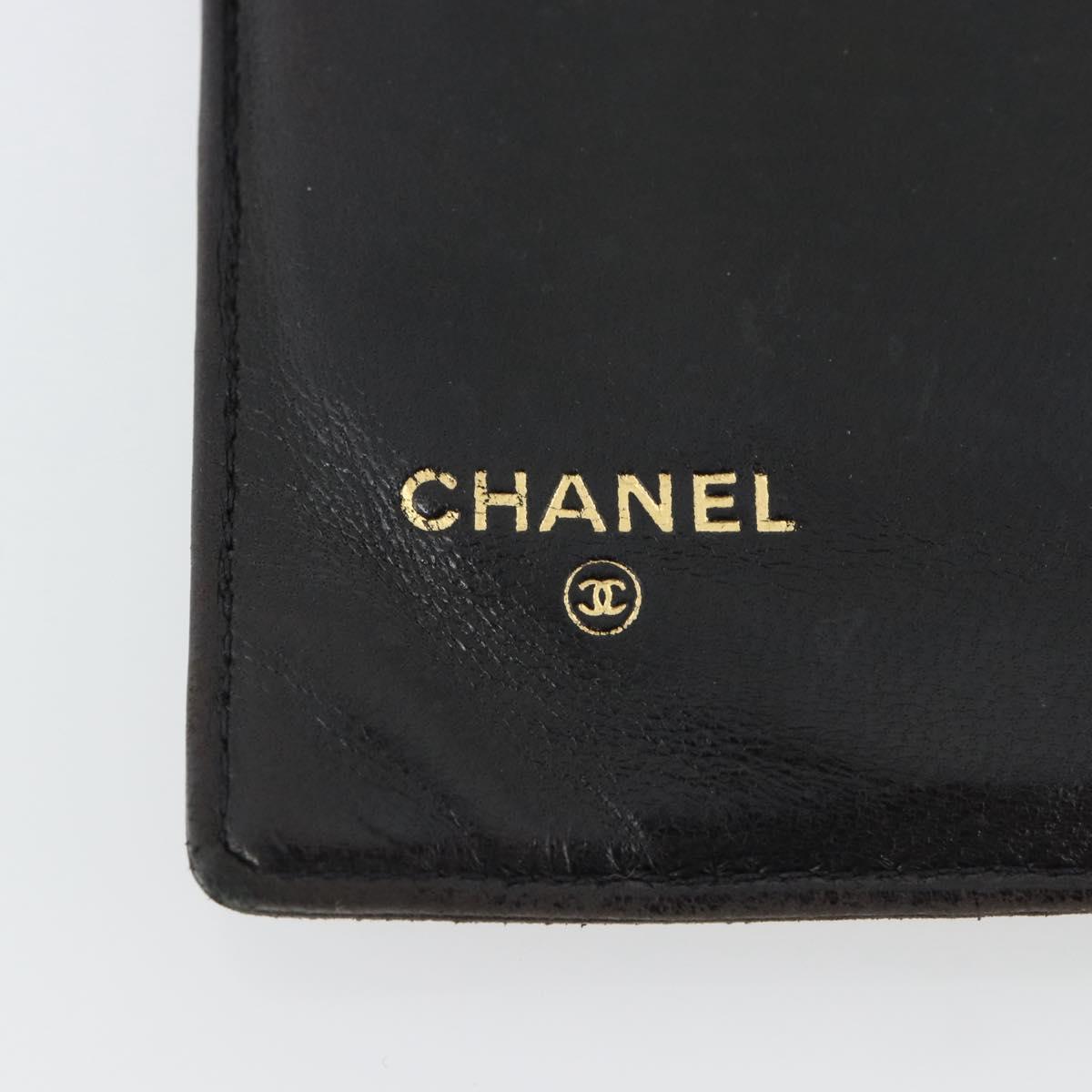 CHANEL COCO Mark Long Wallet Leather Black CC Auth bs36189