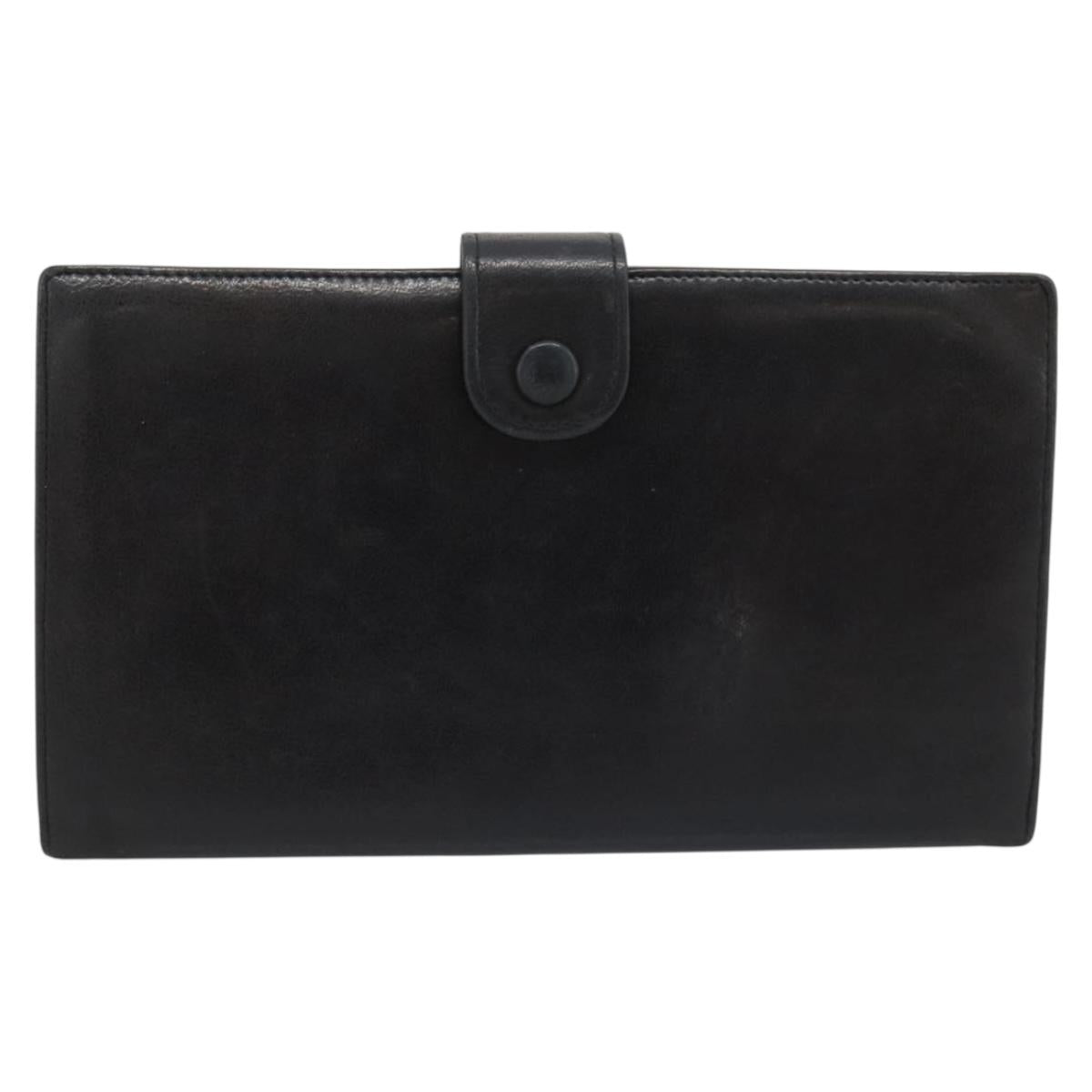 CHANEL COCO Mark Long Wallet Leather Black CC Auth bs36189