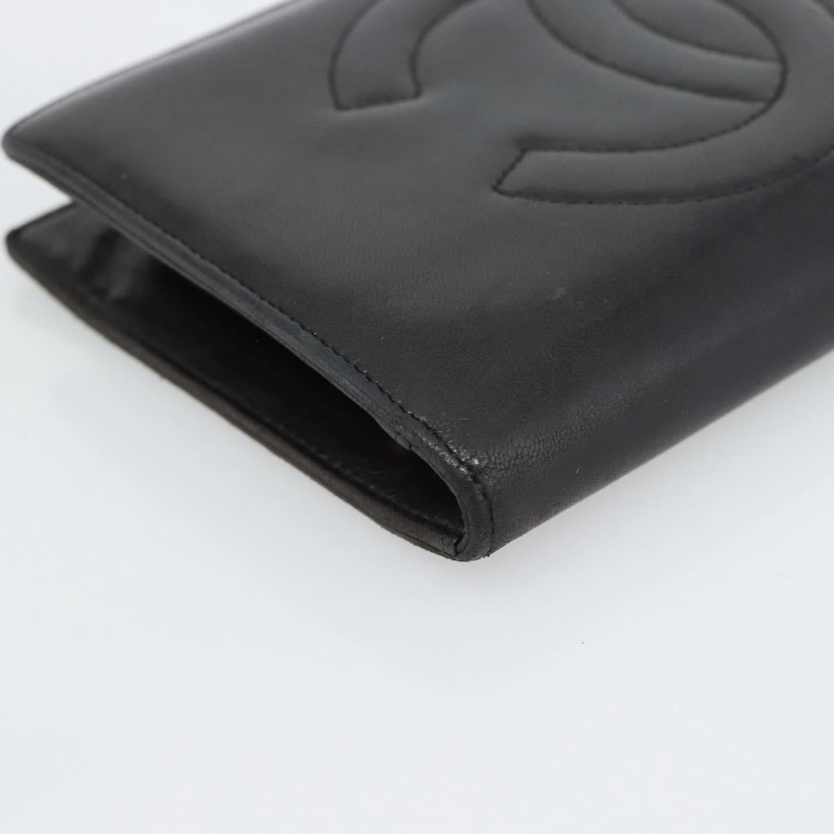 CHANEL COCO Mark Long Wallet Leather Black CC Auth bs36189