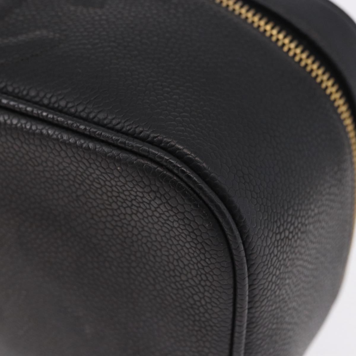 CHANEL COCO Mark Vanity Hand Bag Caviar Skin Black Gold CC Auth bs36190