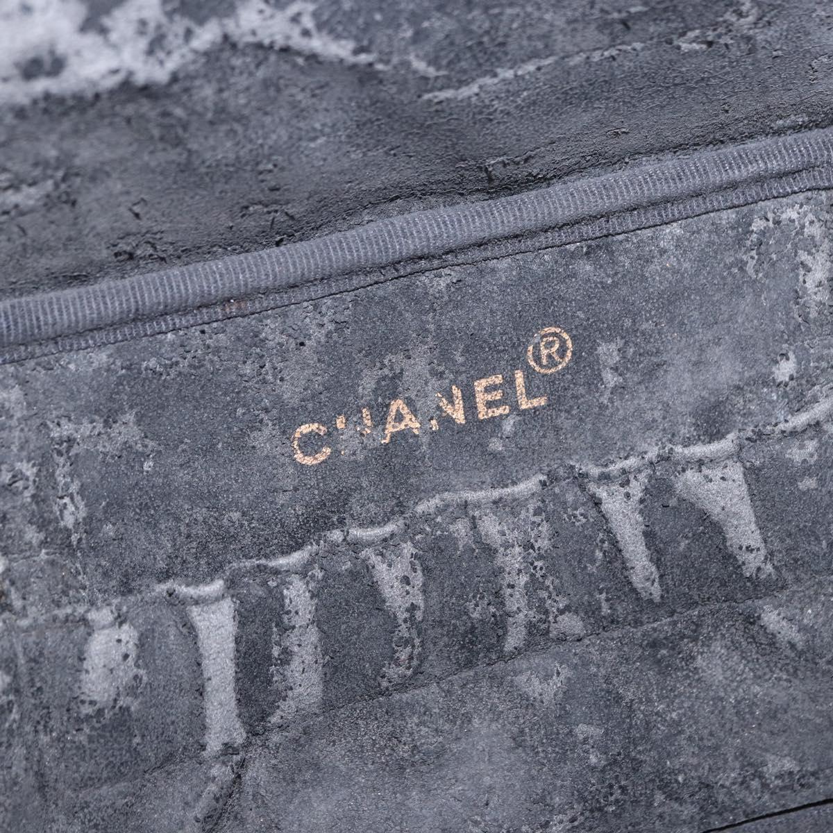 CHANEL COCO Mark Vanity Hand Bag Caviar Skin Black Gold CC Auth bs36190