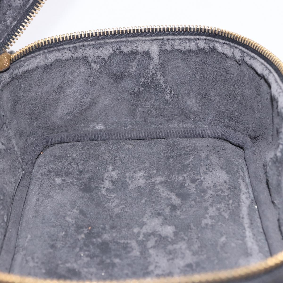 CHANEL COCO Mark Vanity Hand Bag Caviar Skin Black Gold CC Auth bs36190
