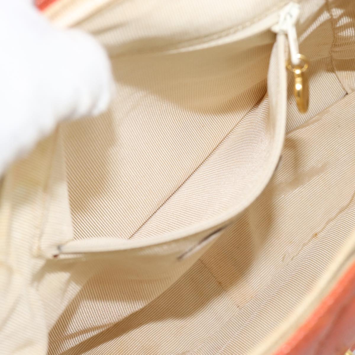 CHANEL Matelasse Backpack Caviar Skin Orange Gold CC Auth bs36193