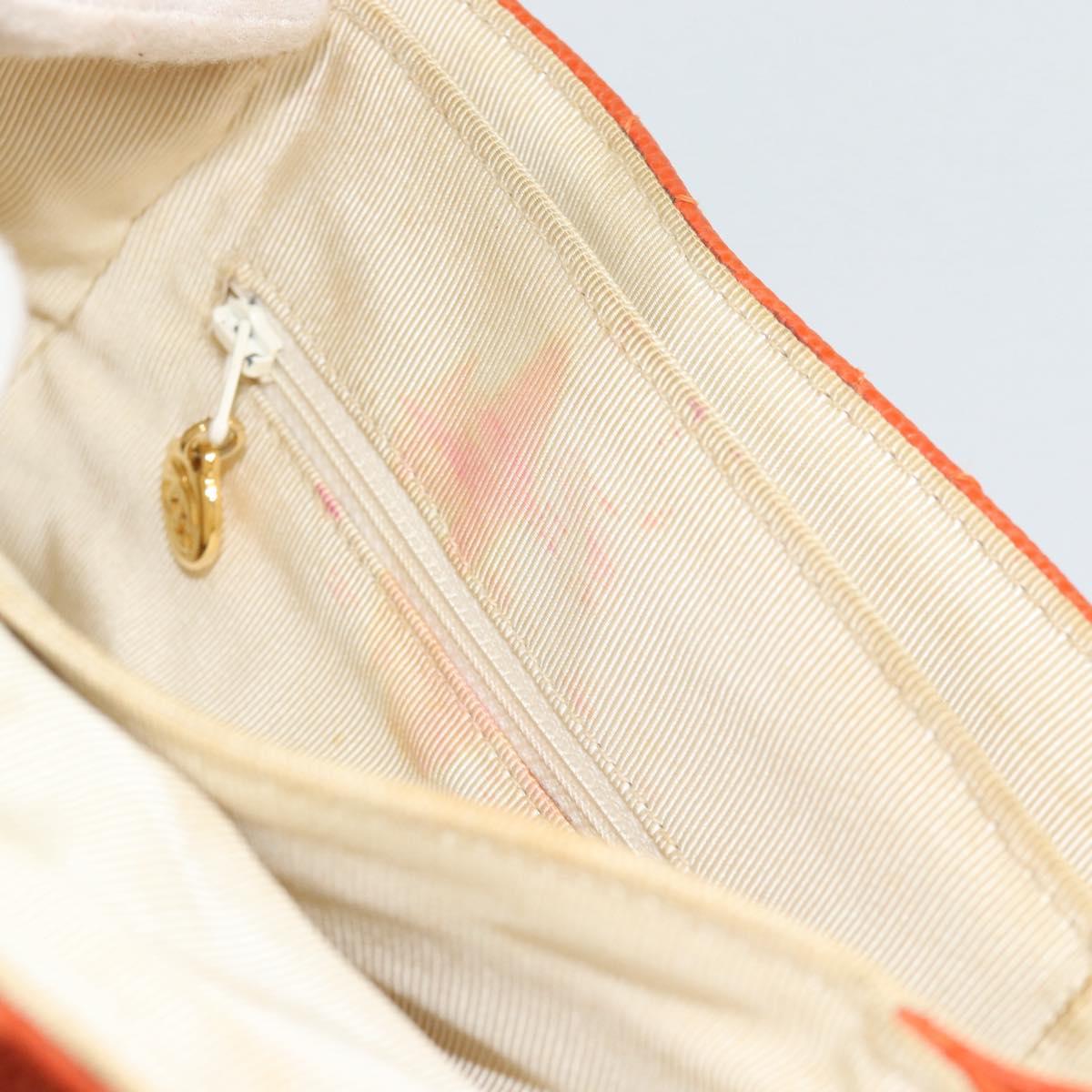 CHANEL Matelasse Backpack Caviar Skin Orange Gold CC Auth bs36193