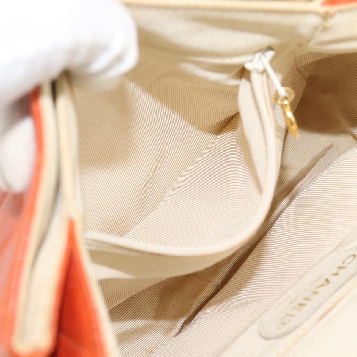 CHANEL Matelasse Backpack Caviar Skin Orange Gold CC Auth bs36193