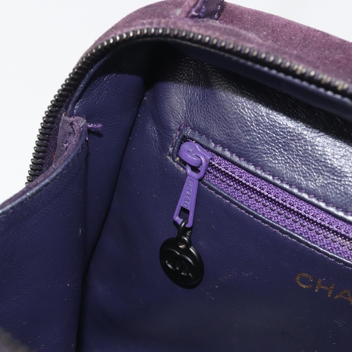 CHANEL COCO Mark Hand Bag Suede Purple CC Auth bs36194