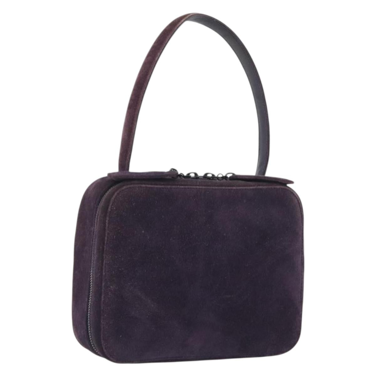 CHANEL COCO Mark Hand Bag Suede Purple CC Auth bs36194
