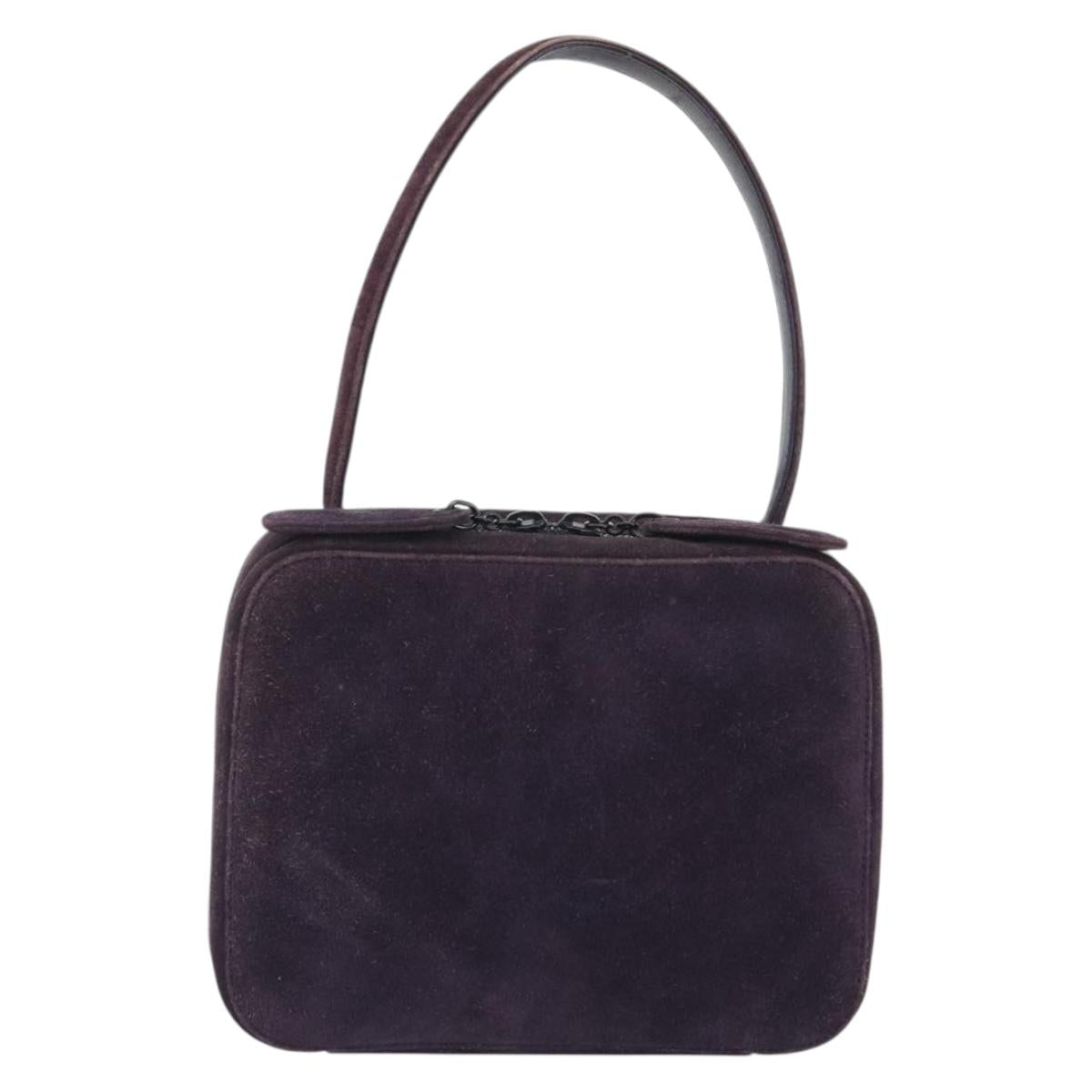 CHANEL COCO Mark Hand Bag Suede Purple CC Auth bs36194