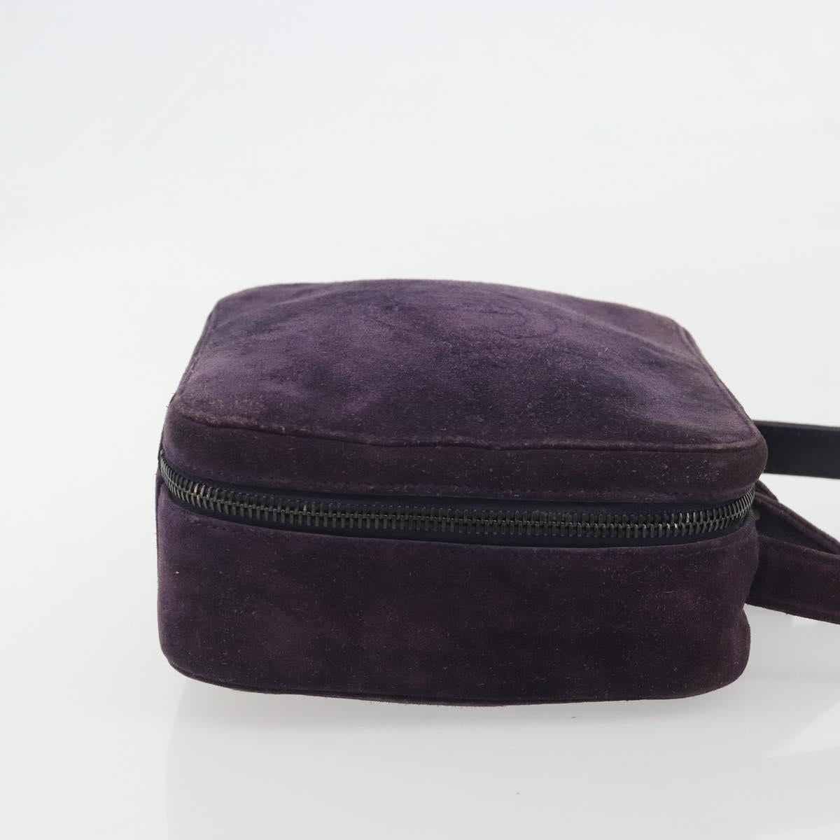 CHANEL COCO Mark Hand Bag Suede Purple CC Auth bs36194