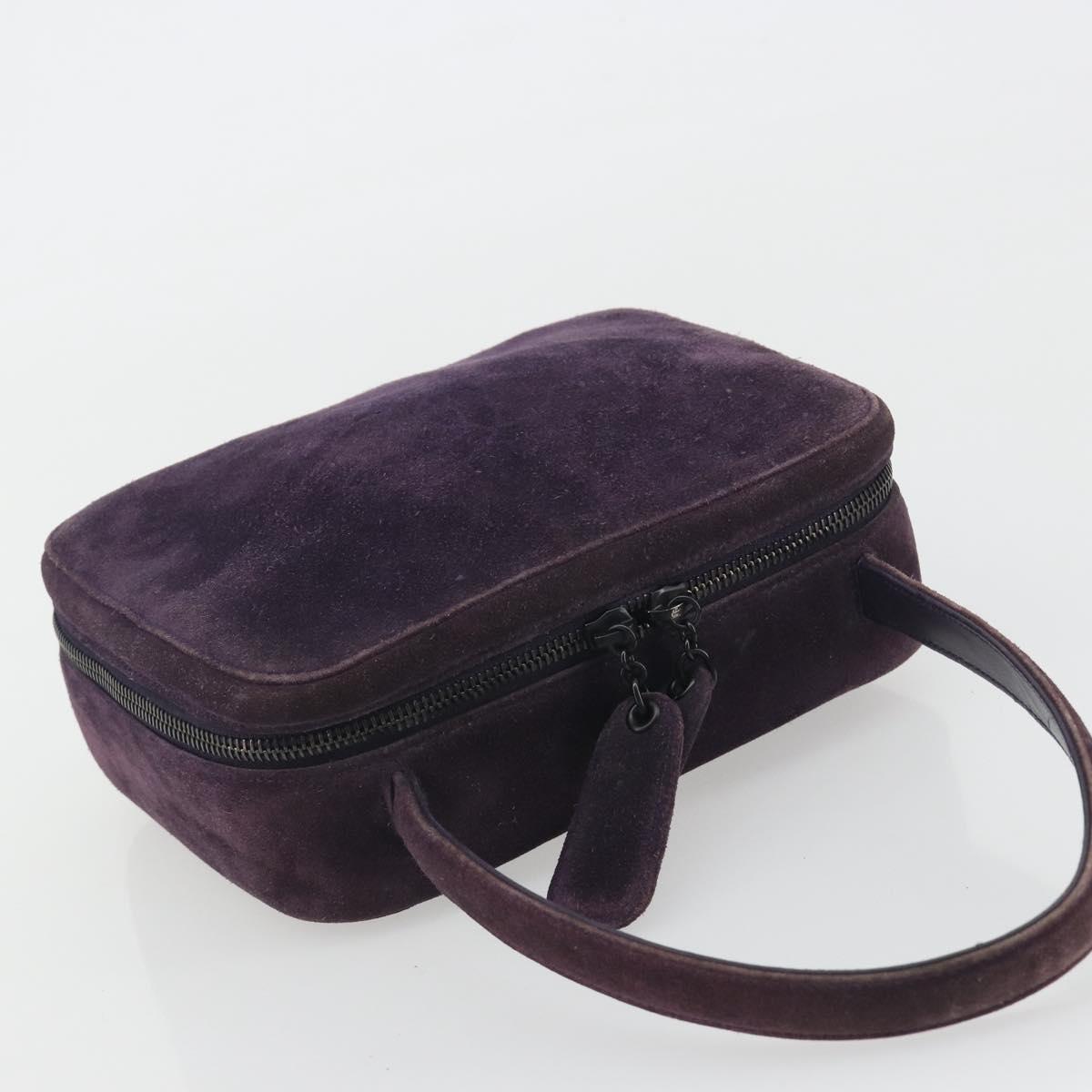 CHANEL COCO Mark Hand Bag Suede Purple CC Auth bs36194