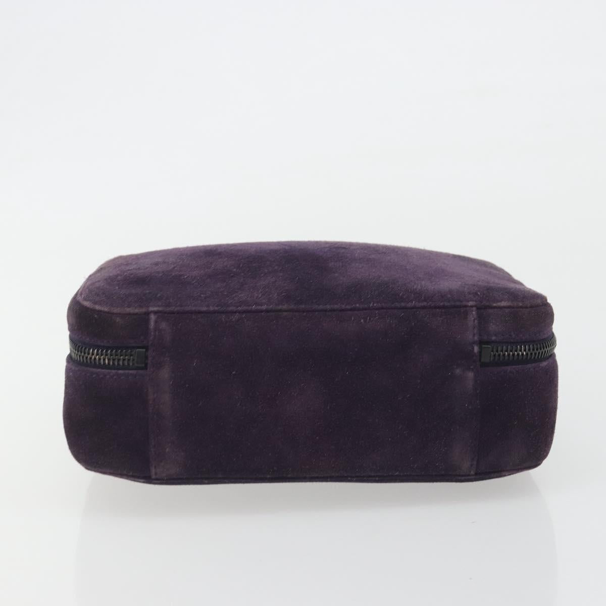 CHANEL COCO Mark Hand Bag Suede Purple CC Auth bs36194