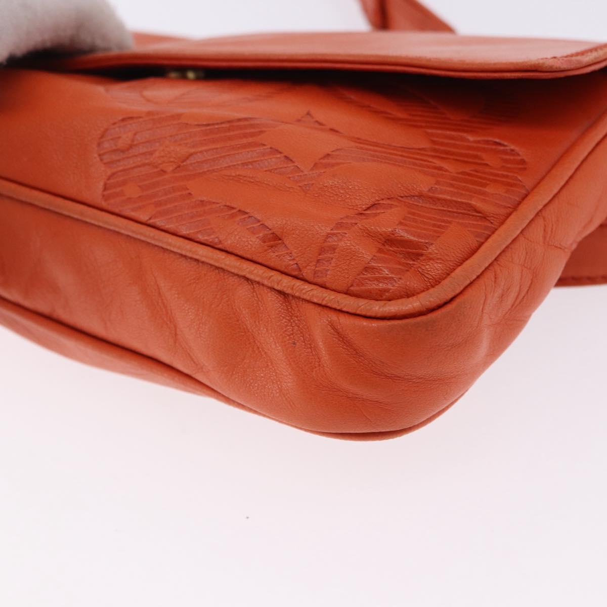 LOEWE Anagram Waist bag Leather Orange Gold Auth bs36195A