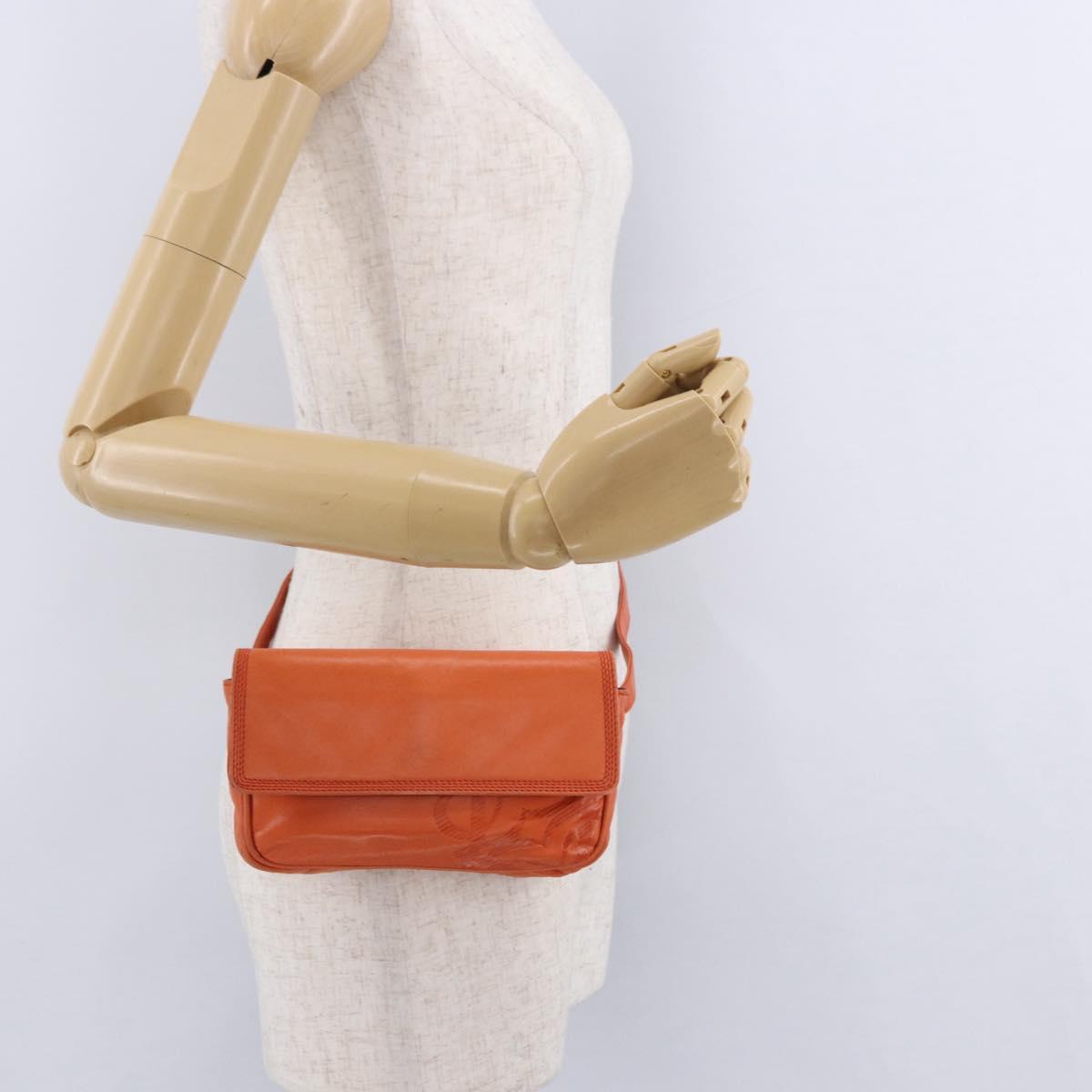 LOEWE Anagram Waist bag Leather Orange Gold Auth bs36195A