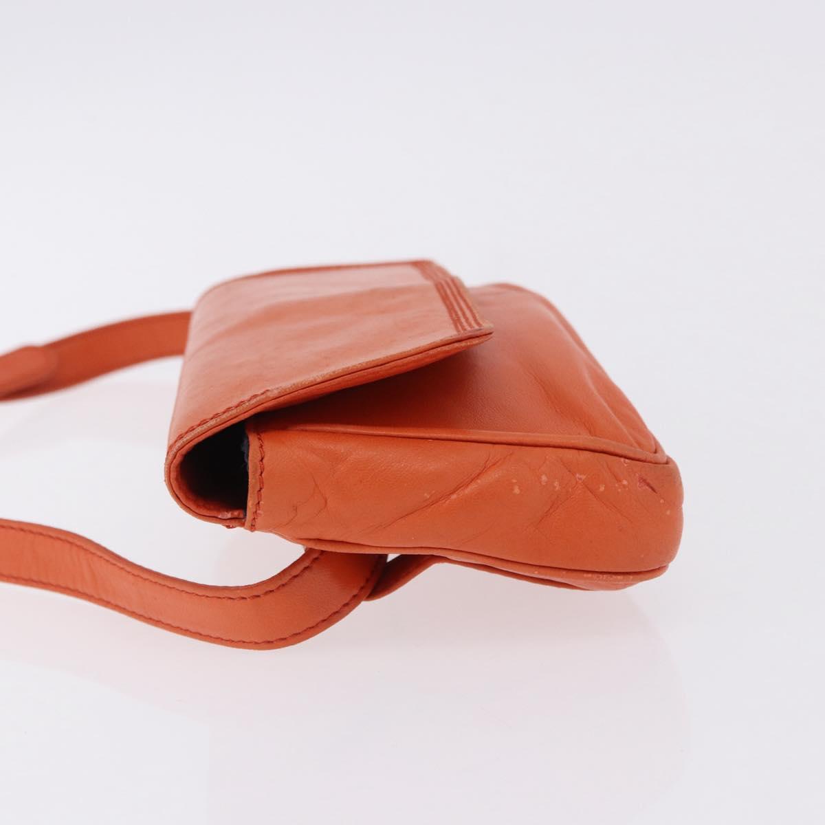 LOEWE Anagram Waist bag Leather Orange Gold Auth bs36195A
