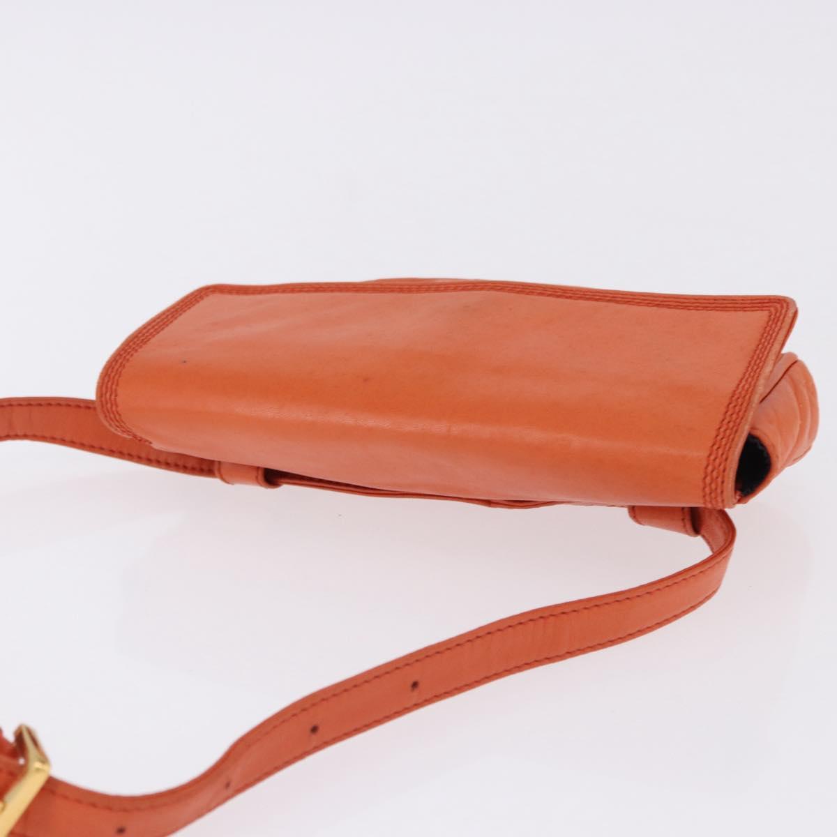 LOEWE Anagram Waist bag Leather Orange Gold Auth bs36195A