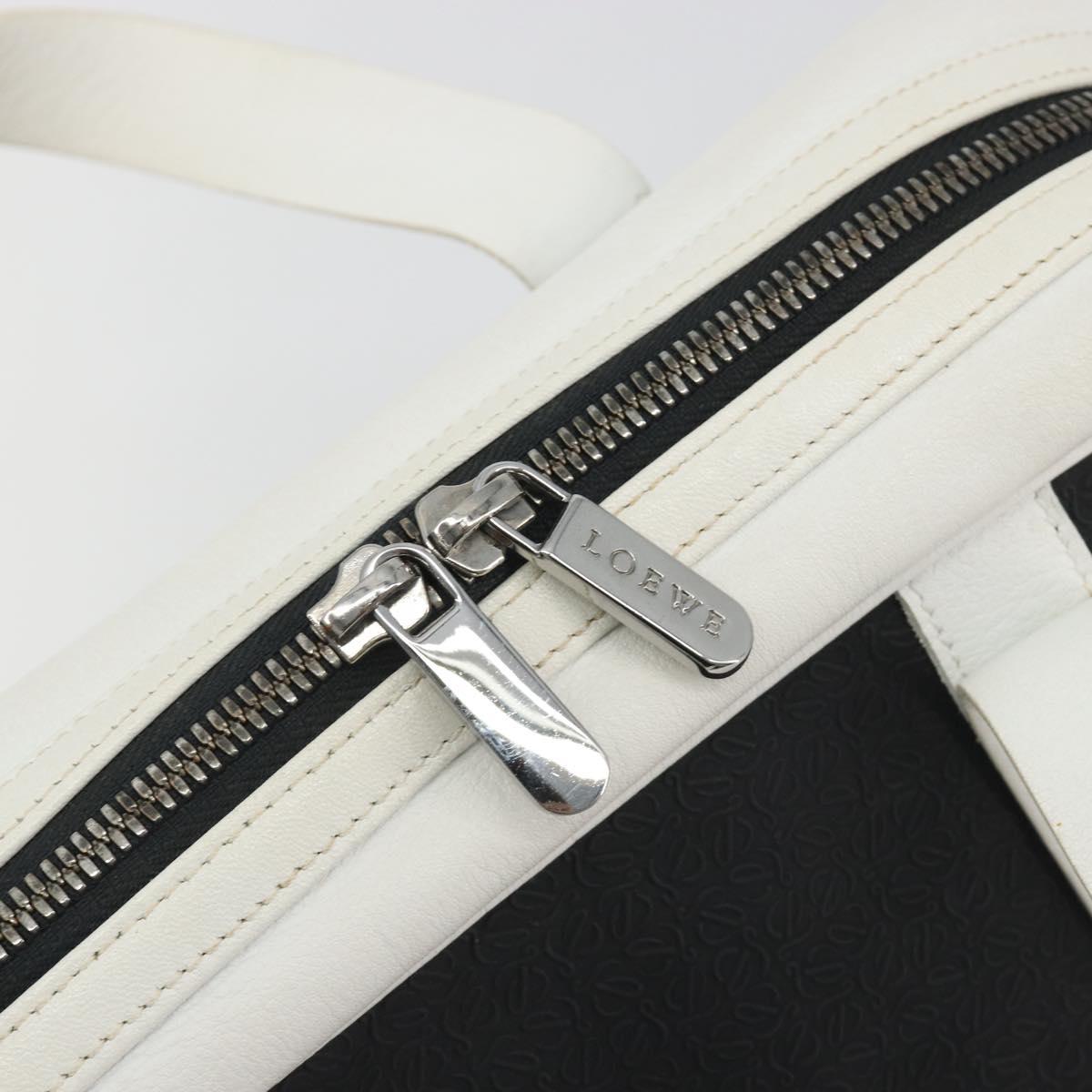 LOEWE Hand Bag Leather PVC White Black Auth bs36198A