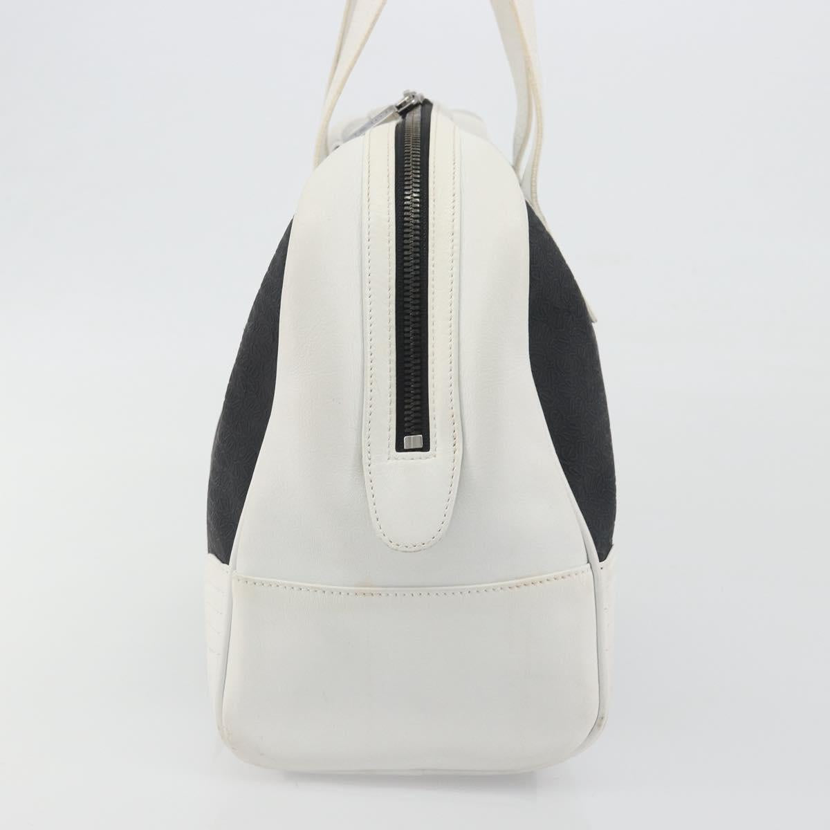LOEWE Hand Bag Leather PVC White Black Auth bs36198A