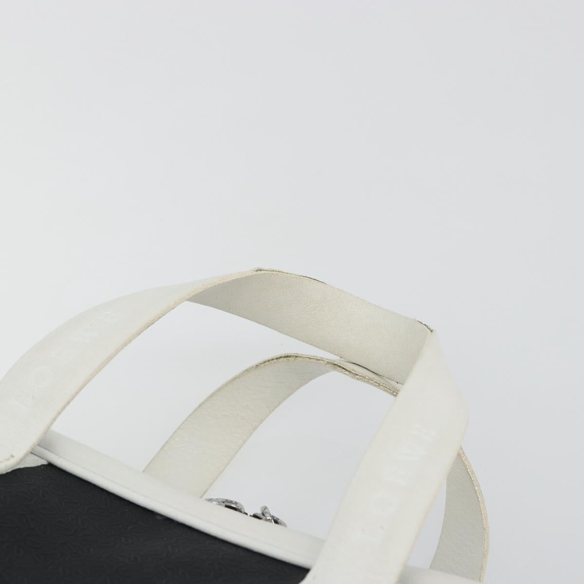 LOEWE Hand Bag Leather PVC White Black Auth bs36198A