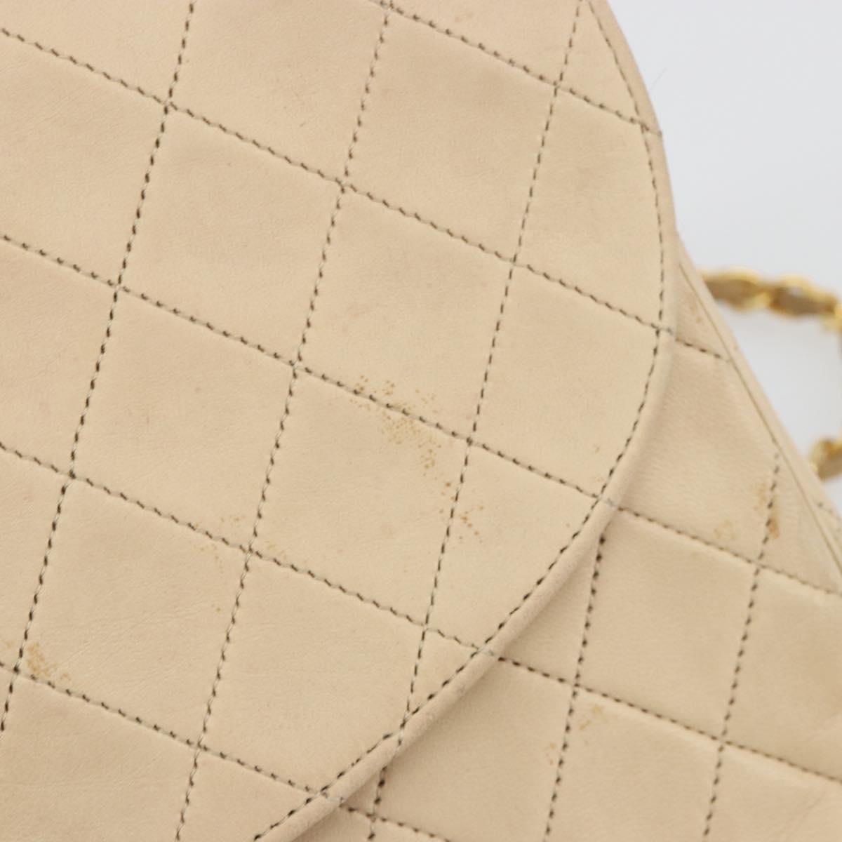 CHANEL Matelasse Chain Shoulder Bag Lamb Skin Beige Gold CC Auth bs36200