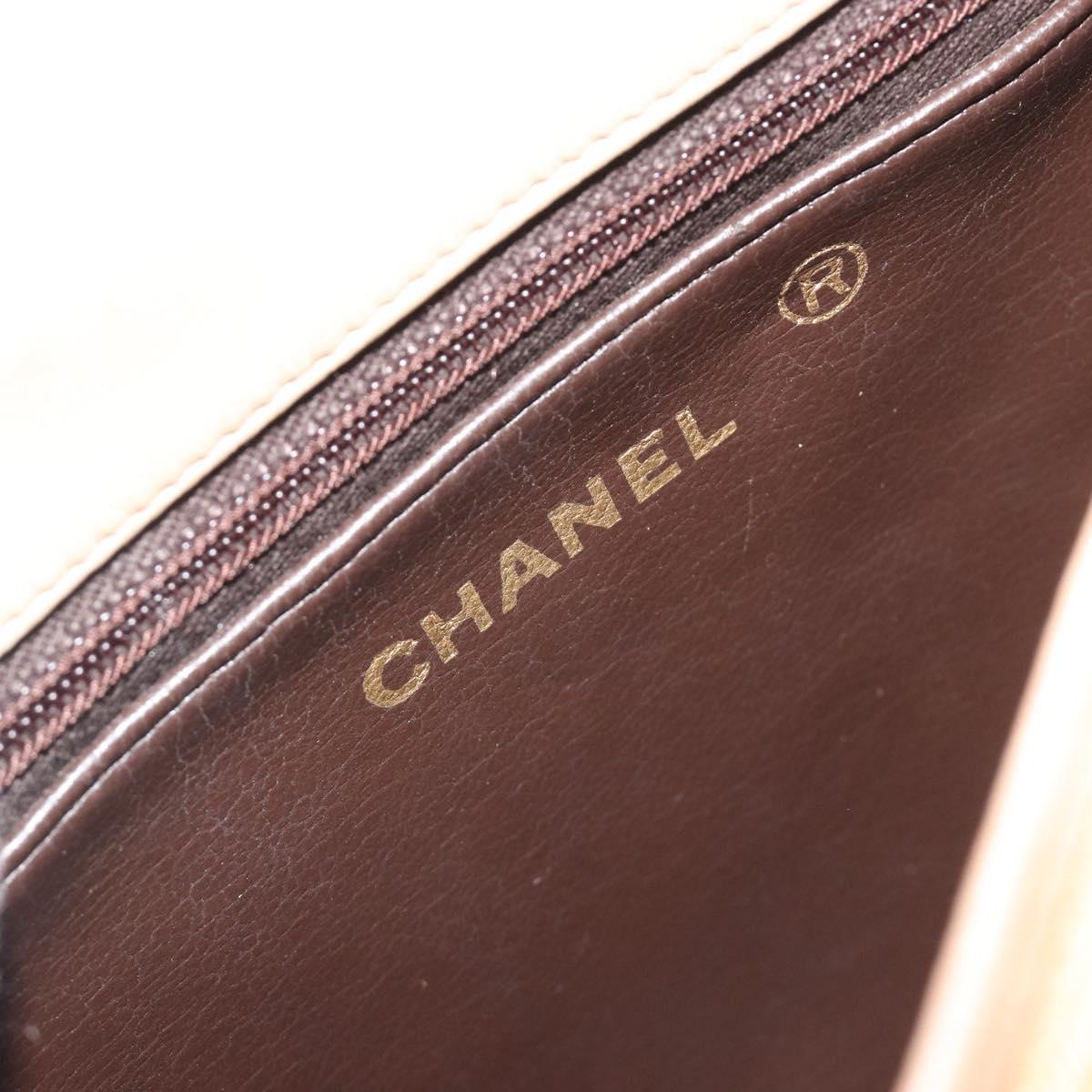 CHANEL Matelasse Chain Shoulder Bag Lamb Skin Beige Gold CC Auth bs36200