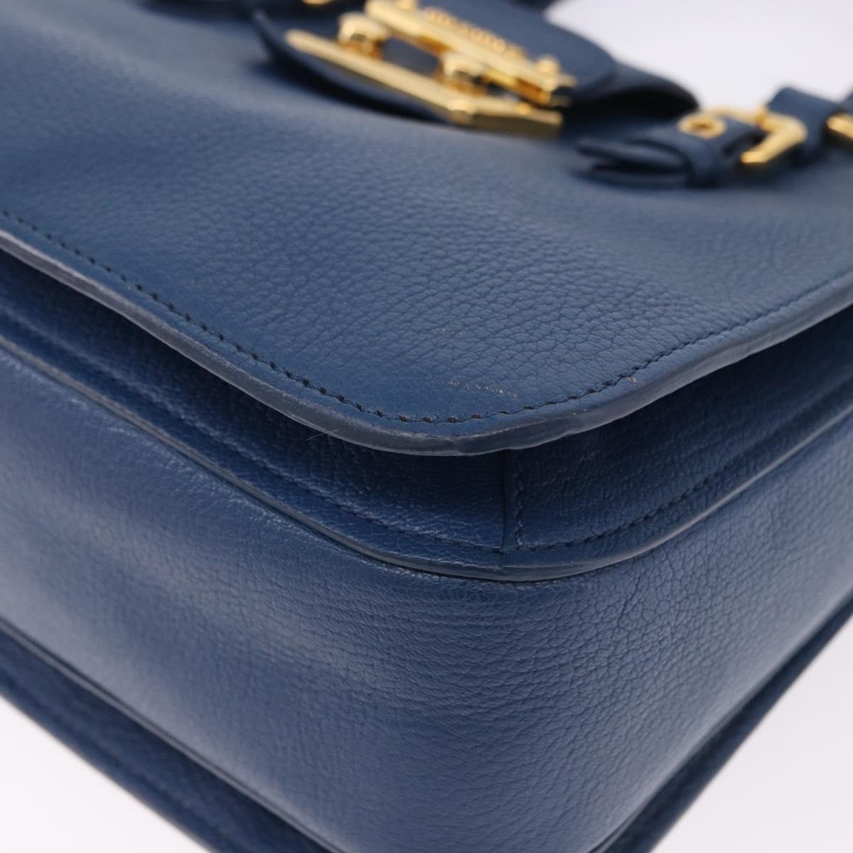 Miu Miu Hand Bag Leather 2way Blue Gold Auth bs36201A