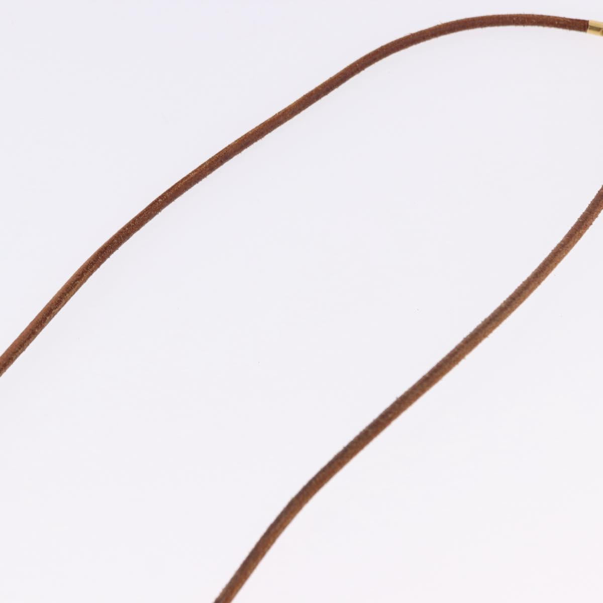 HERMES Shuval Necklace Leather Brown Auth bs36204