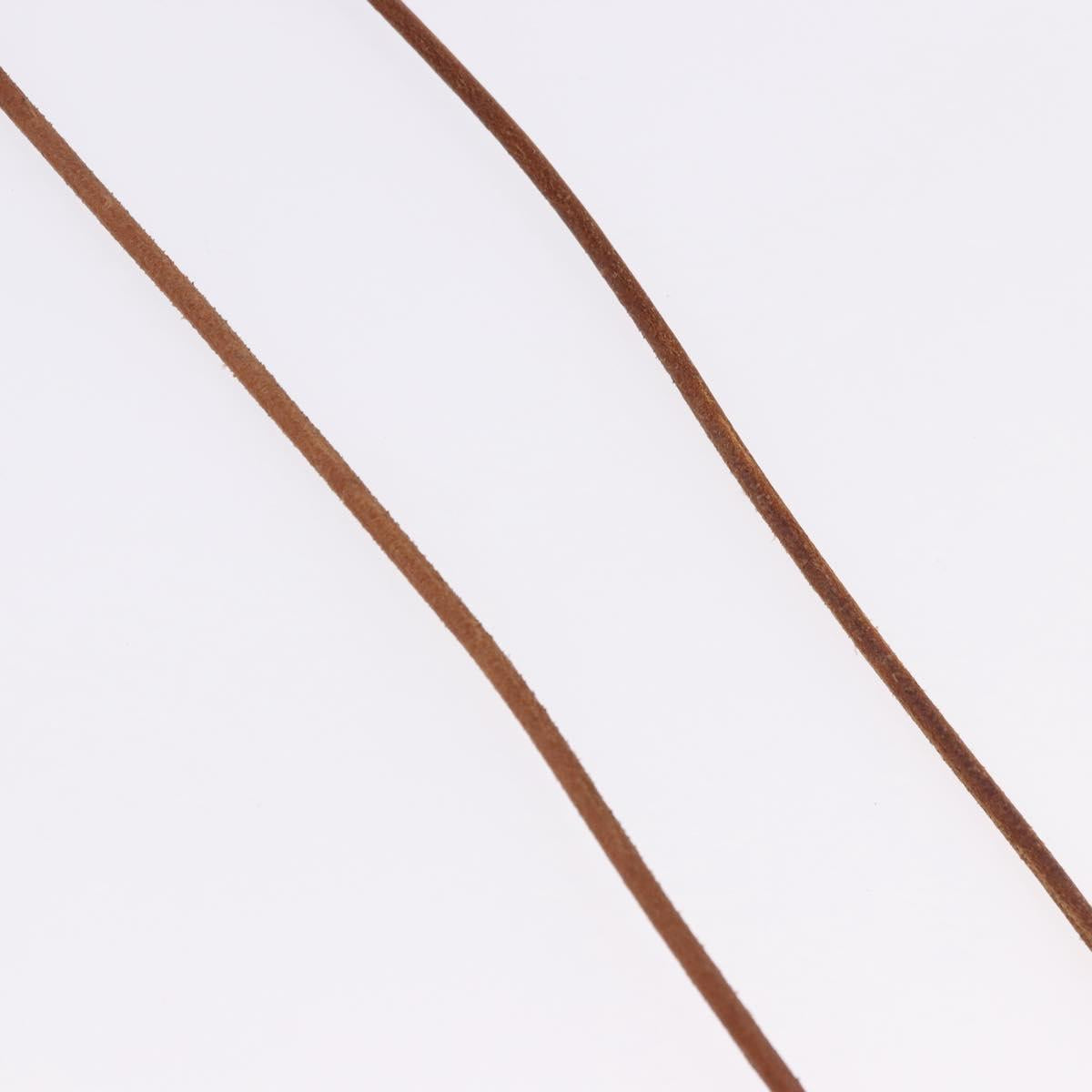 HERMES Shuval Necklace Leather Brown Auth bs36204