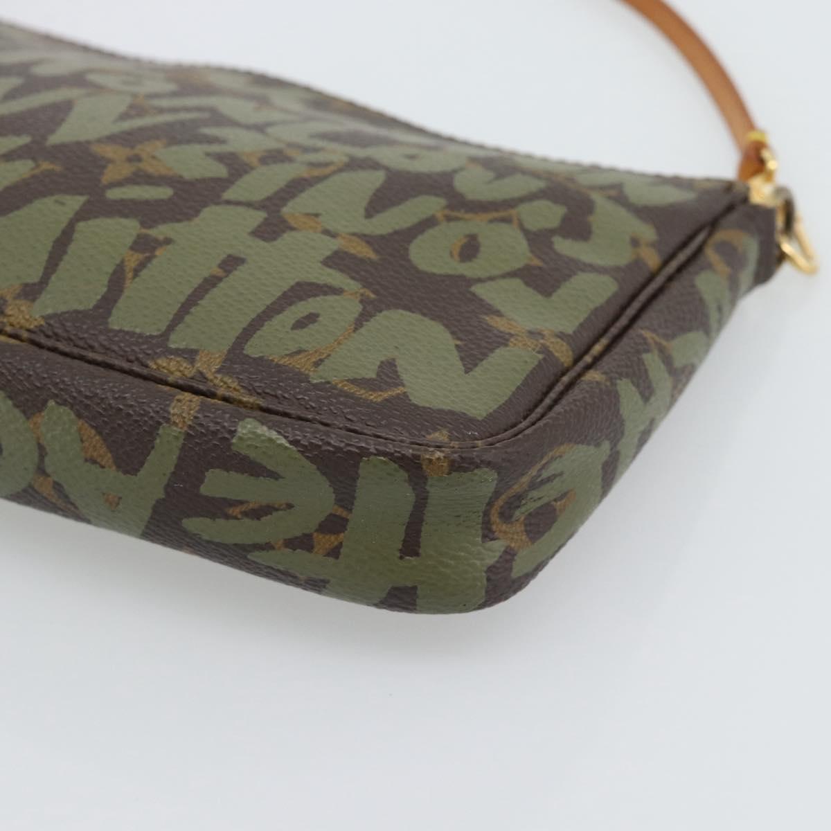 LOUIS VUITTON Monogram Graffiti Pochette Accessoires Khaki M92191 Auth bs36205A