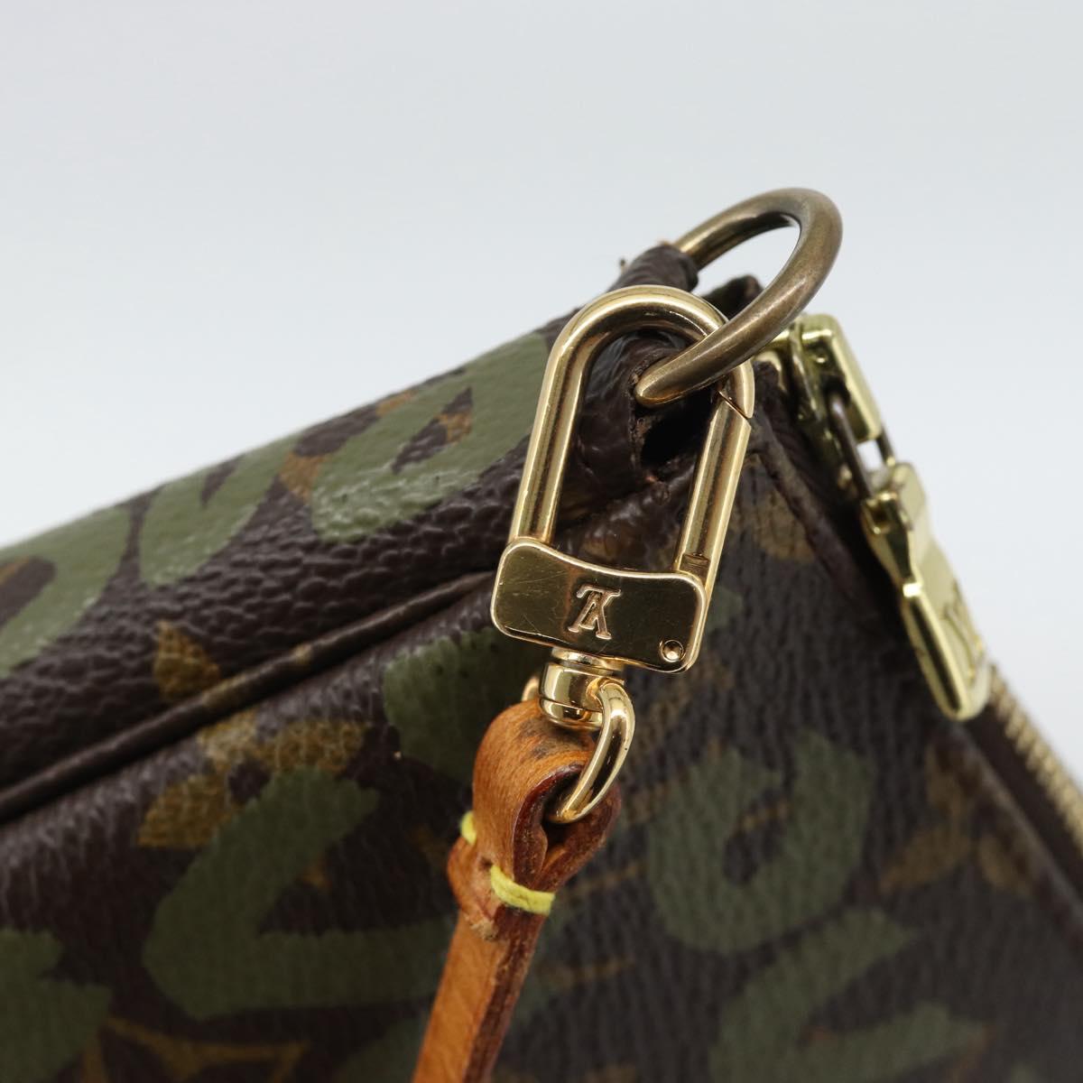 LOUIS VUITTON Monogram Graffiti Pochette Accessoires Khaki M92191 Auth bs36205A