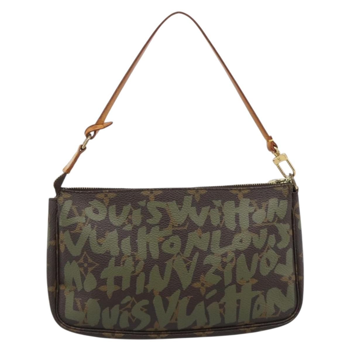 LOUIS VUITTON Monogram Graffiti Pochette Accessoires Khaki M92191 Auth bs36205A