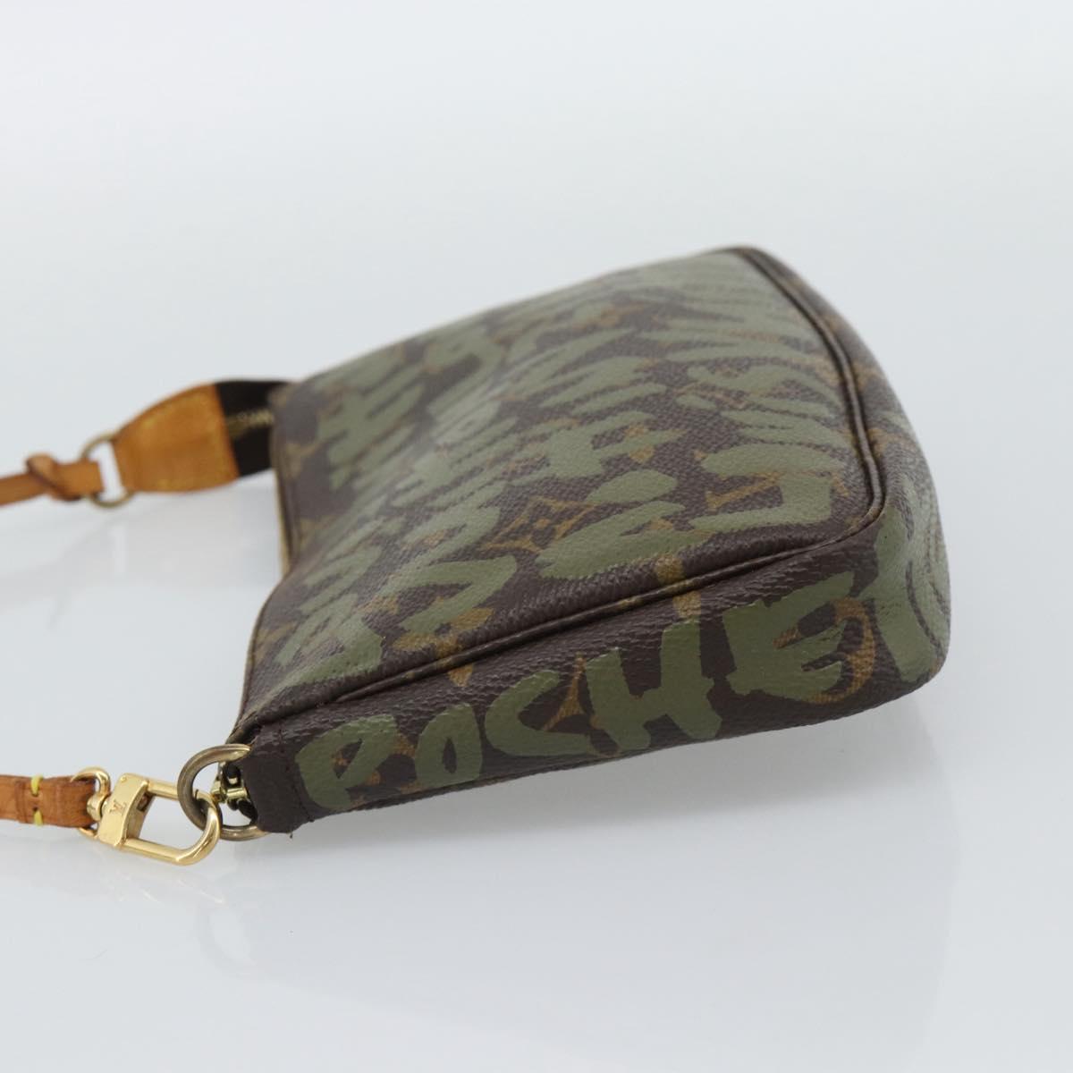 LOUIS VUITTON Monogram Graffiti Pochette Accessoires Khaki M92191 Auth bs36205A
