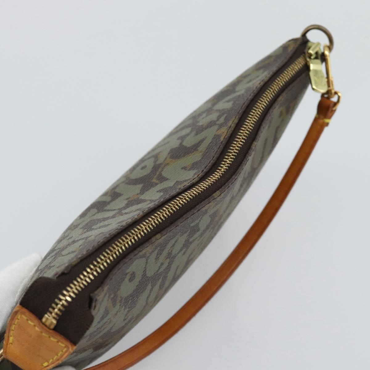 LOUIS VUITTON Monogram Graffiti Pochette Accessoires Khaki M92191 Auth bs36205A
