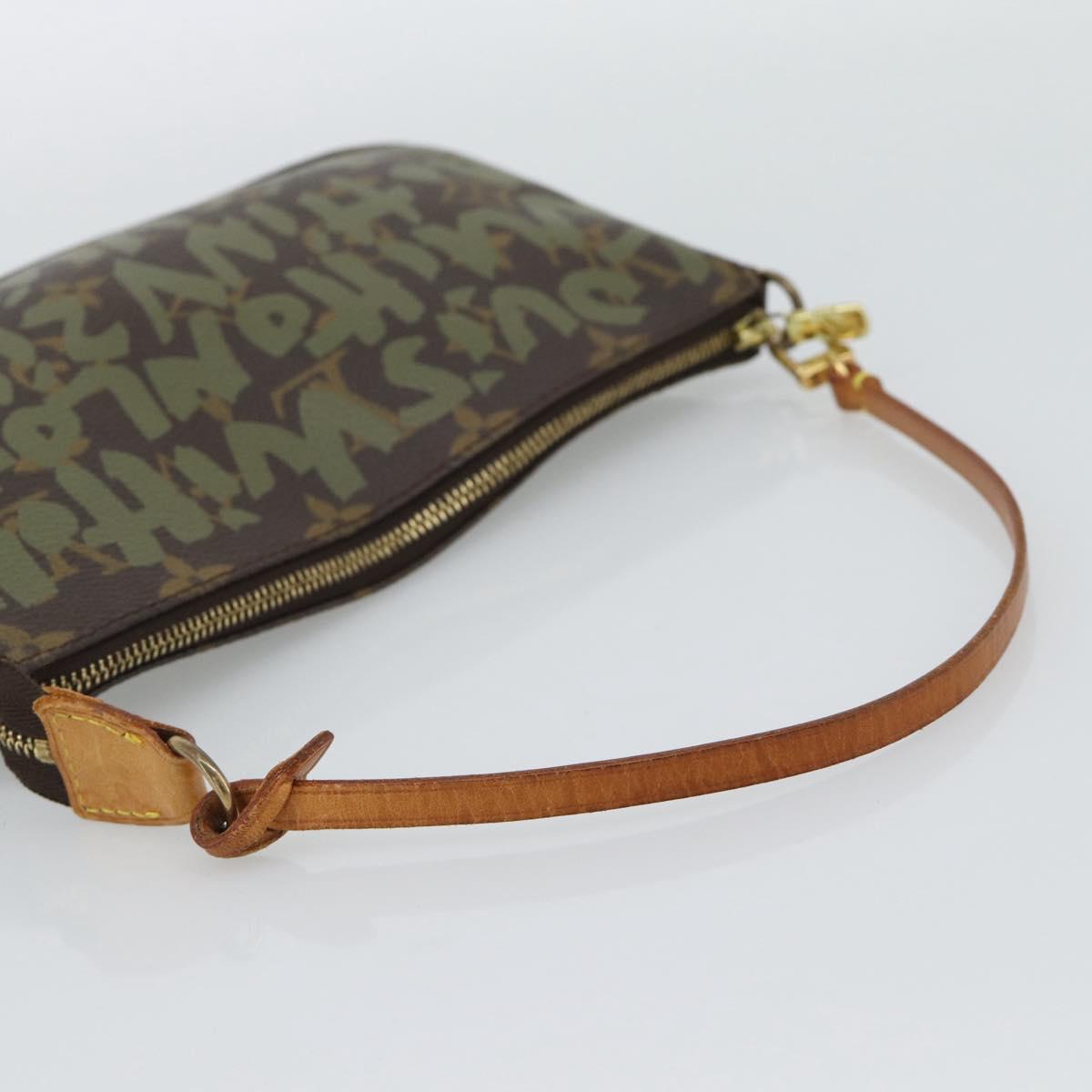 LOUIS VUITTON Monogram Graffiti Pochette Accessoires Khaki M92191 Auth bs36205A