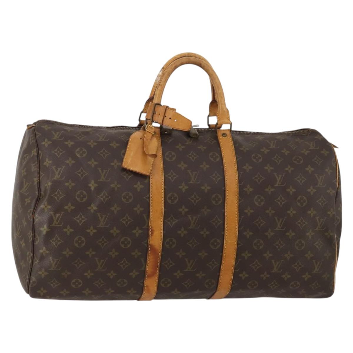 LOUIS VUITTON Monogram Keepall 55 Boston Bag M41424 LV Auth bs36206