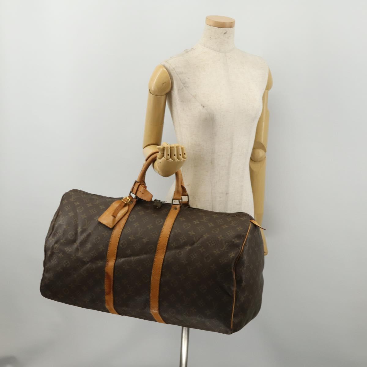 LOUIS VUITTON Monogram Keepall 55 Boston Bag M41424 LV Auth bs36206