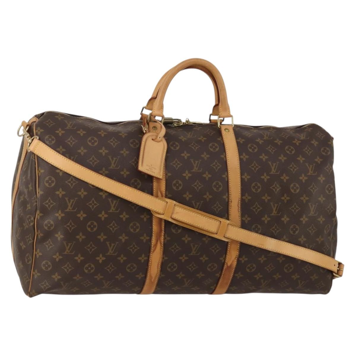 LOUIS VUITTON Monogram Keepall Bandouliere 60 Boston Bag M41412 LV Auth bs36220
