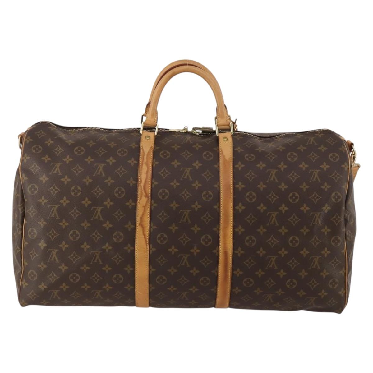 LOUIS VUITTON Monogram Keepall Bandouliere 60 Boston Bag M41412 LV Auth bs36220
