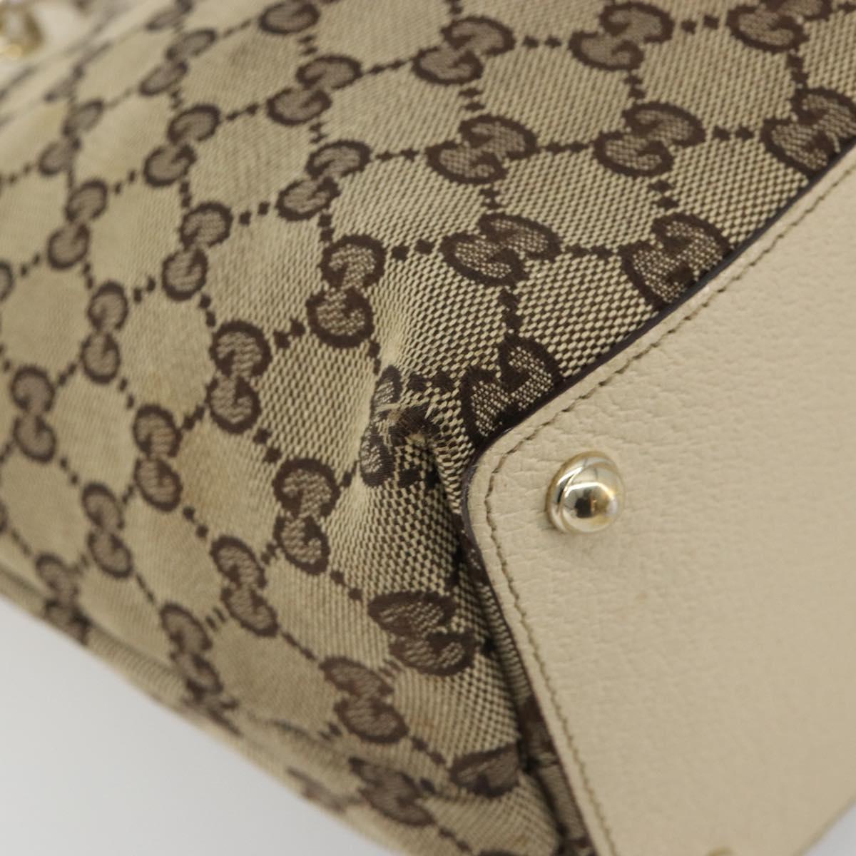 GUCCI GG Canvas Tote Bag Beige Gold 139552 Auth bs36222