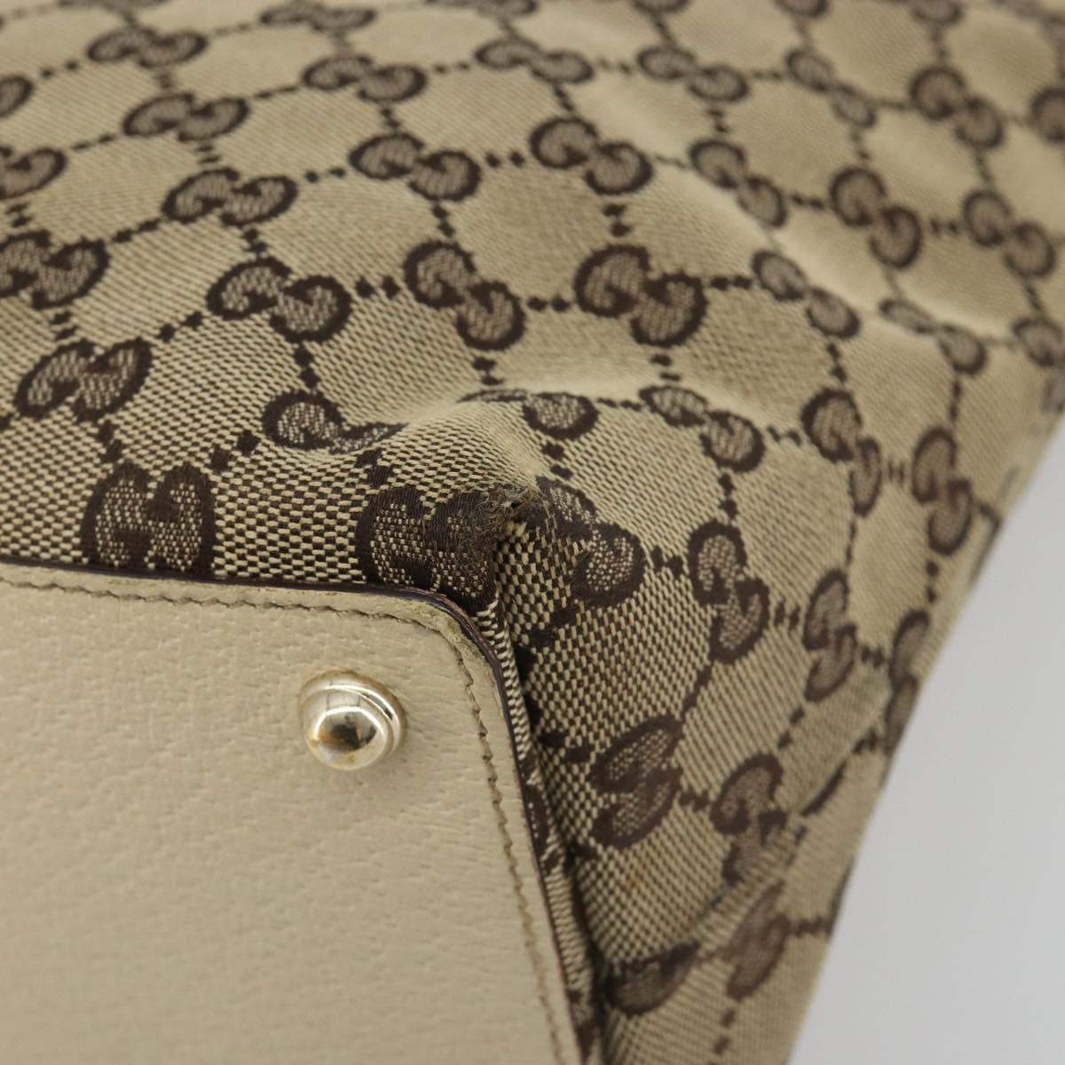 GUCCI GG Canvas Tote Bag Beige Gold 139552 Auth bs36222
